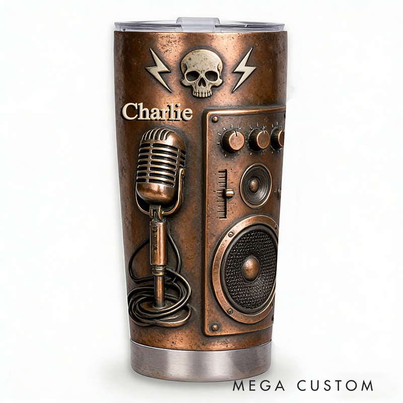Personalized 2D Flat Retro Rock Amplifier 20oz Tumbler Custom Rock Music Themed Tumbler for Music Lovers