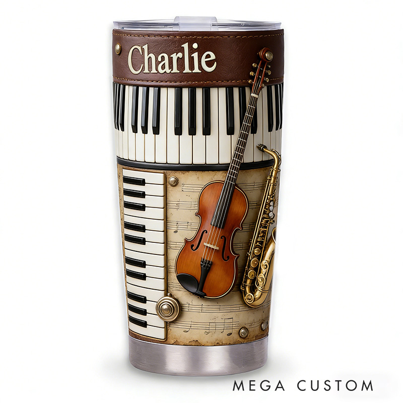 Personalized 2D Flat Classical Harmony 20oz Tumbler Custom Classical Music Themed Tumbler for Music Lovers