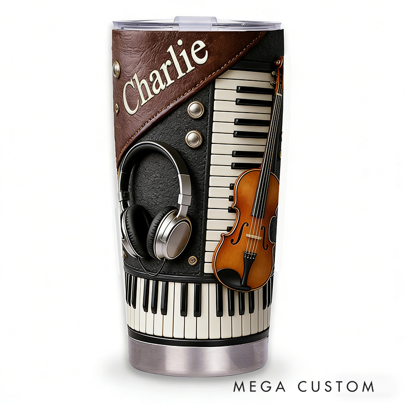 Personalized 2D Flat Melodic Symphony 20oz Tumbler Custom Music Themed Tumbler for Music Lovers