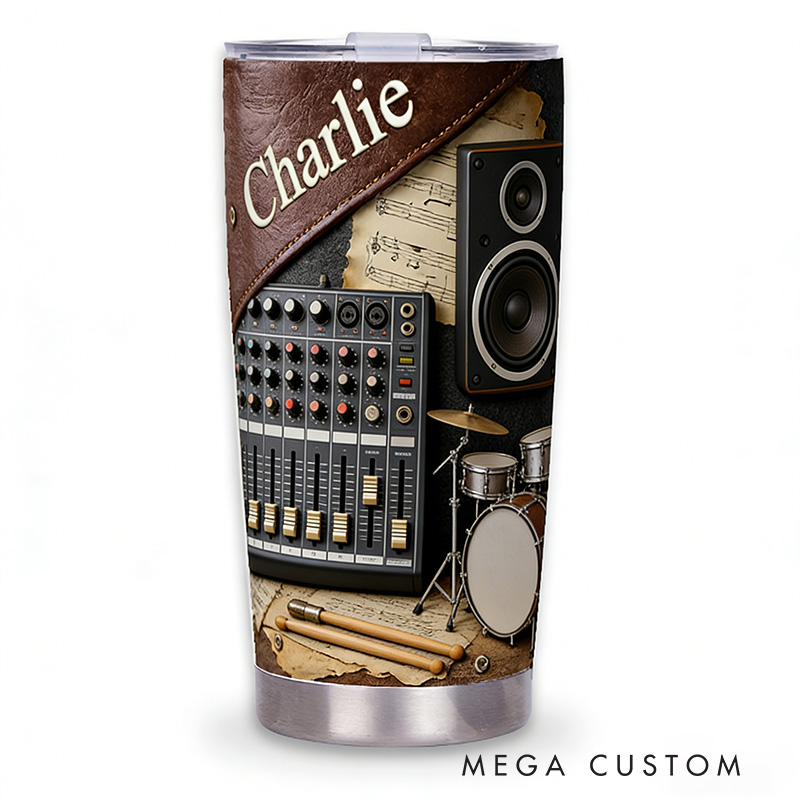 Personalized 2D Flat Studio Beats 20oz Tumbler Custom Music Band Themed Tumbler for Music Lovers
