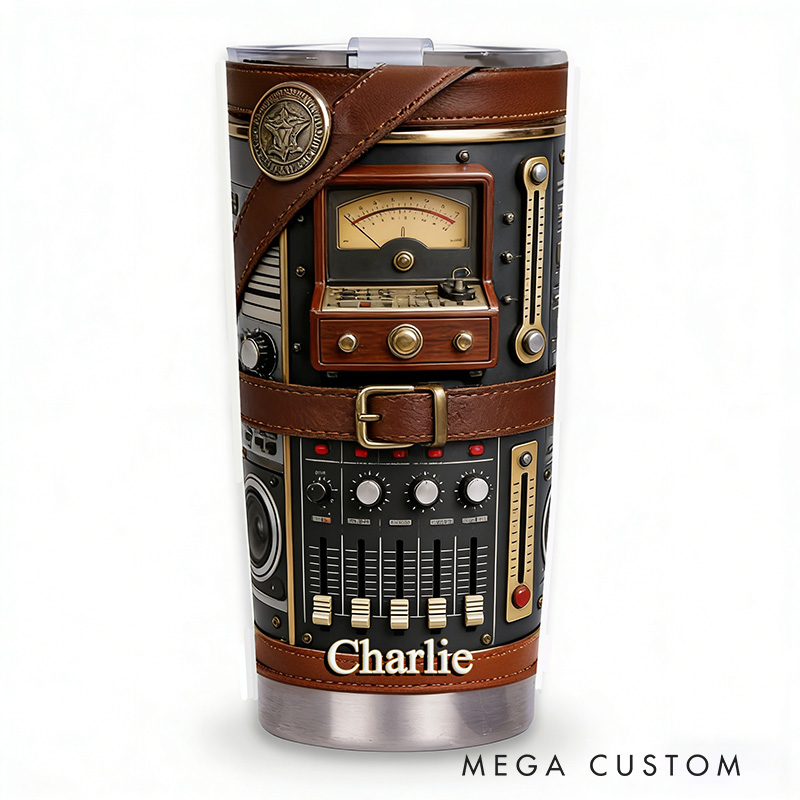 Personalized 2D Flat Retro Soundwave 20oz Tumbler Custom Music Themed Tumbler for Music Lovers