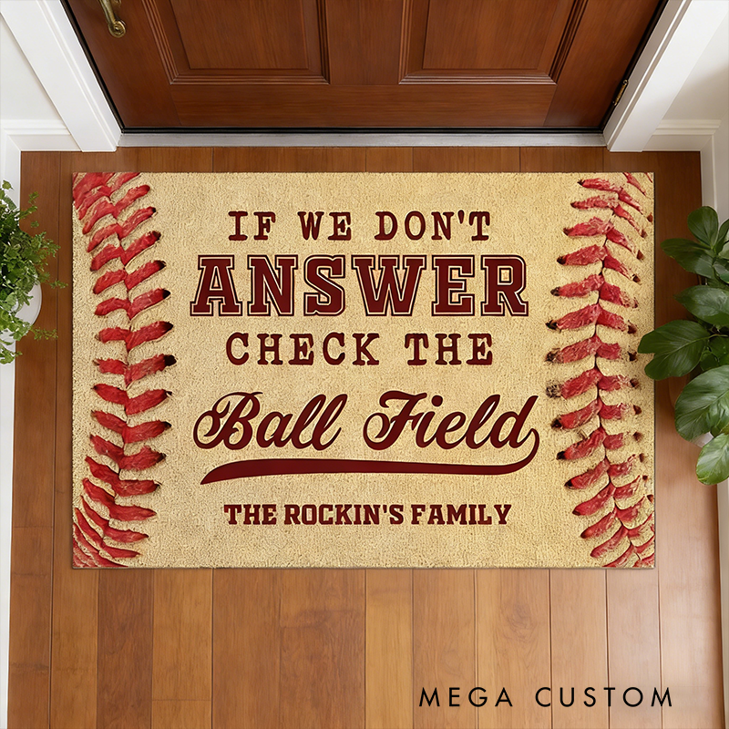 Personalized Baseball Doormat with Custom Family Name Perfect for Sports Fans