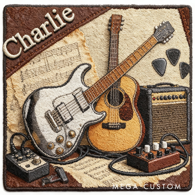 Personalized 2D Flat String Harmony Rug for Music Lovers Gift for Kids Music Studio