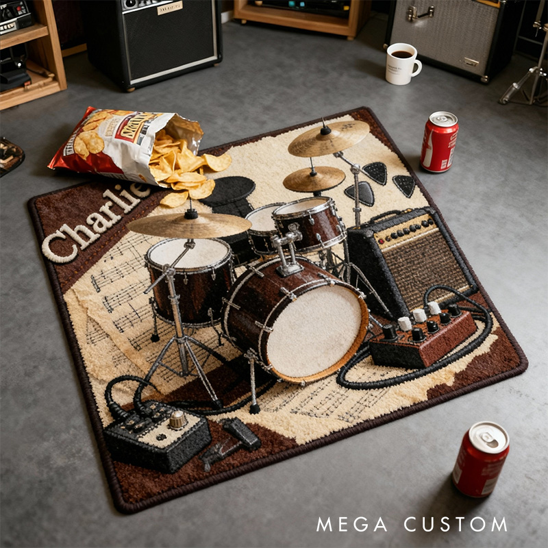 Personalized 2D Flat Rhythm Beats Rug for Music Lovers Gift for Kids Music Studio