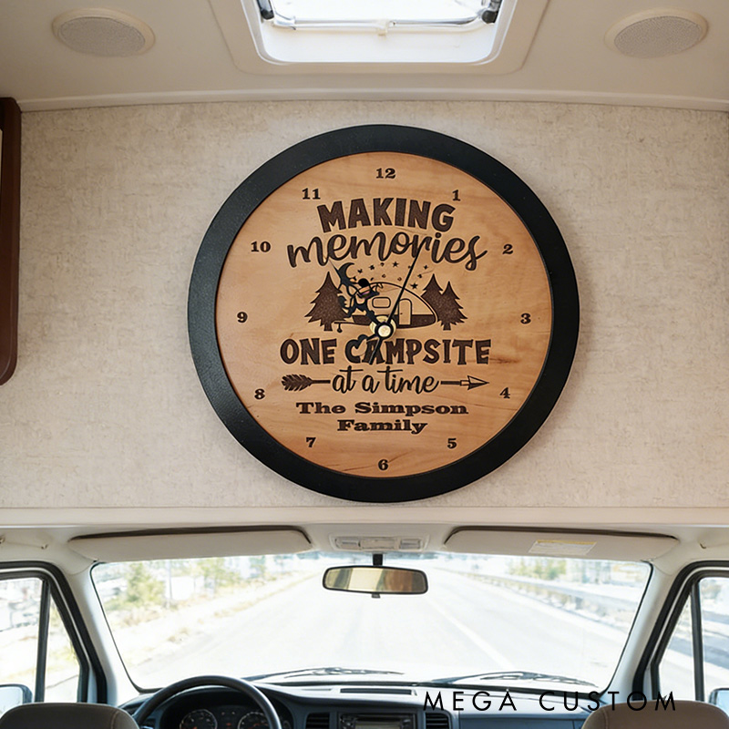 Personalized Camping Clock Rustic Family Camping Clock Camper Rv Rig 5th Wheel Trailer Family Camping Gifts