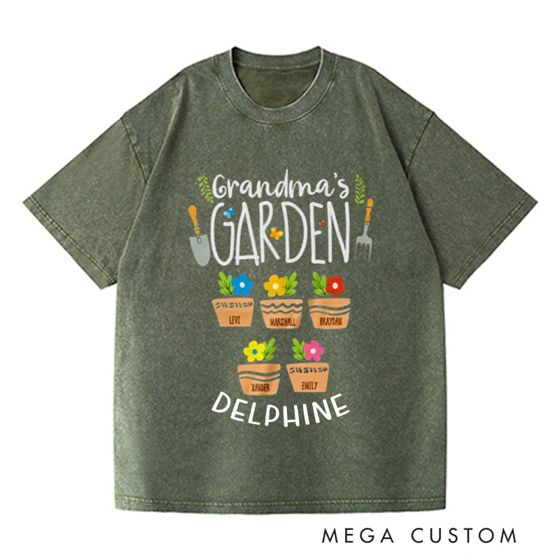 Personalized Grandma's Garden Washed T-Shirts Grandma Gift Nana Shirt Oma Shirt Grandma shirt Grandma Tee Gardening Gifts Mother's Day Gift