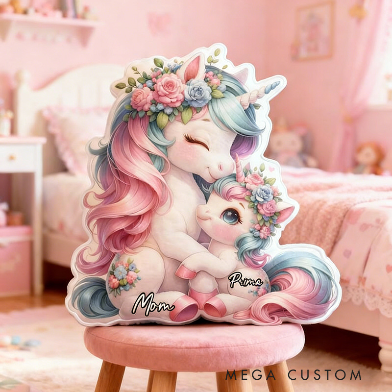 Personalized Dream Horse Pillow Graphic 3D Print Cartoon Mother and Child Print Cushion Gift for Family Kids Mom