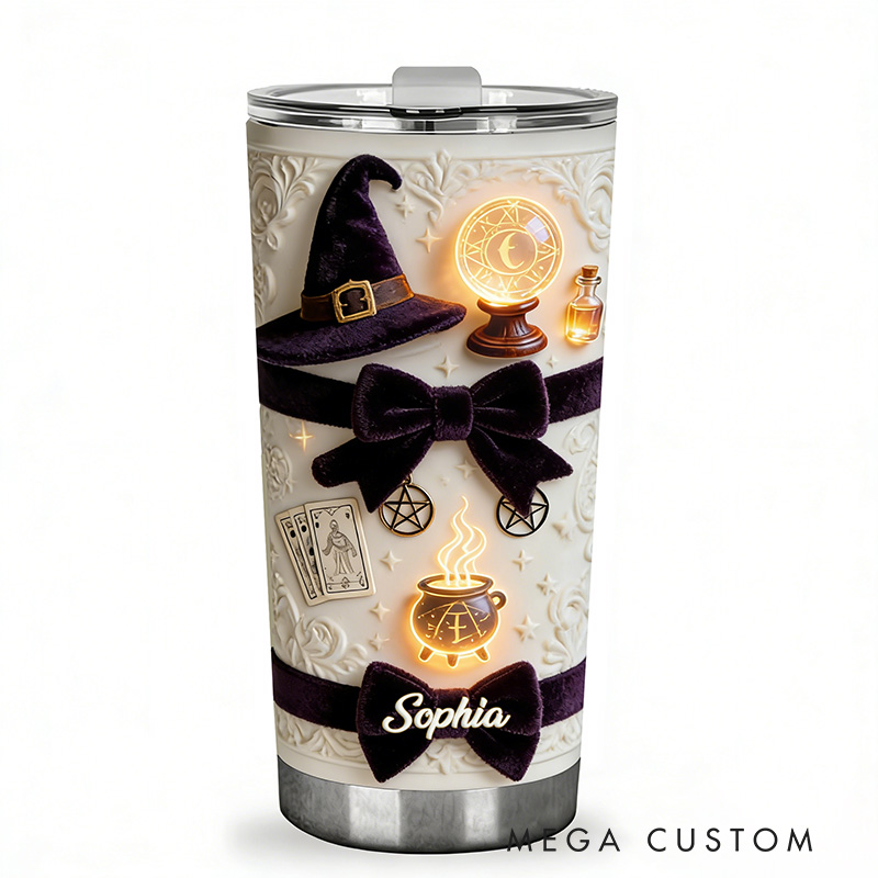 Personalized 2D Flat Mystic Witchcraft 20oz Tumbler Custom Magic Witch Themed Tumbler for Magic Lovers