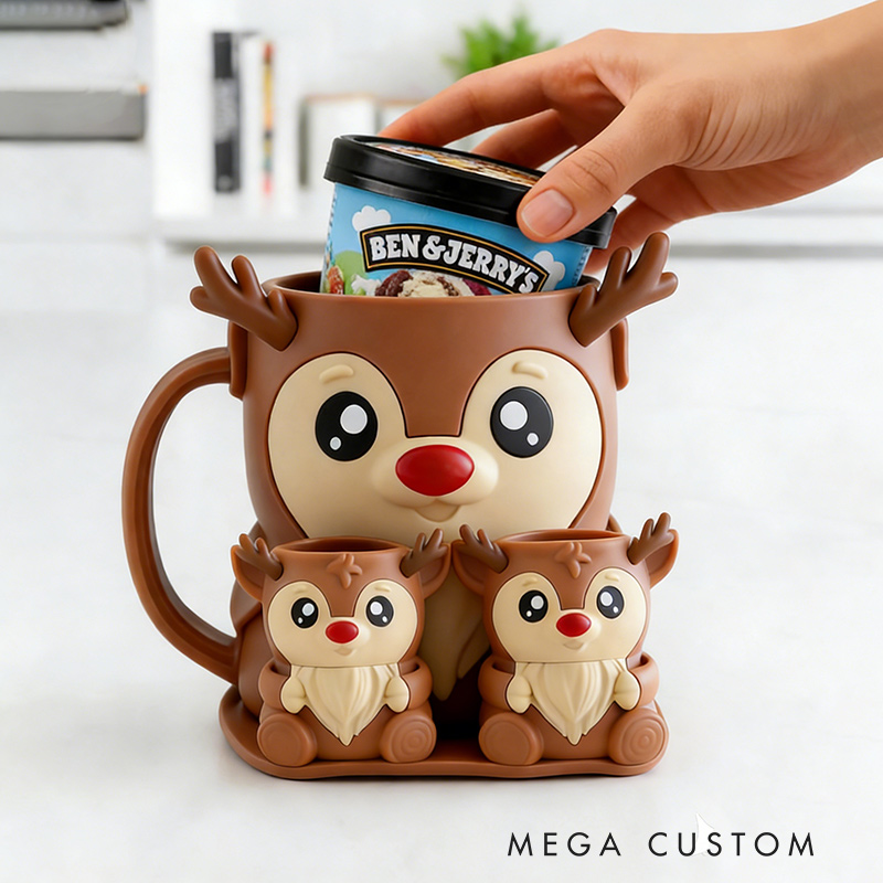 Personalized Ice Cream Cozy Pint Holder 3D Printed with Spoon Slots & Snack Drawer for Mom Kids Ice Cream Lover