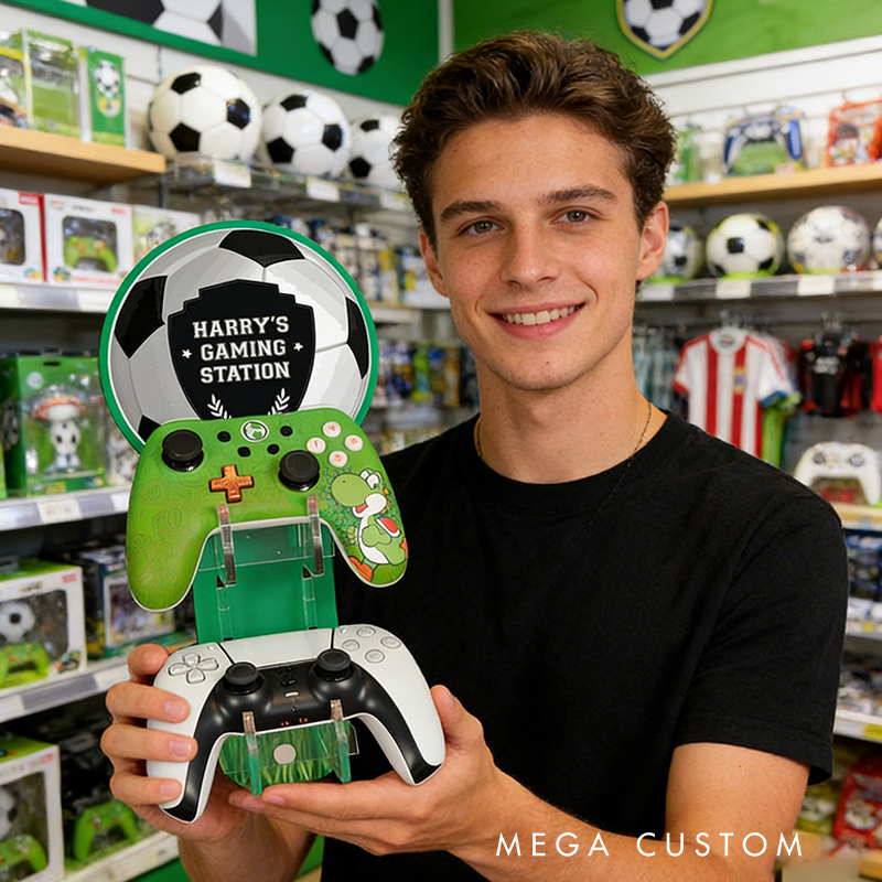 Personalized Wall Mounted Soccer Controller And Headset Holder for Soccer Fans