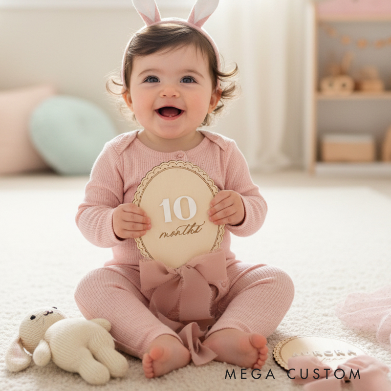 Personalized Wooden Baby Name and Milestone Plaques Custom Birth Announcement with Ribbon Options