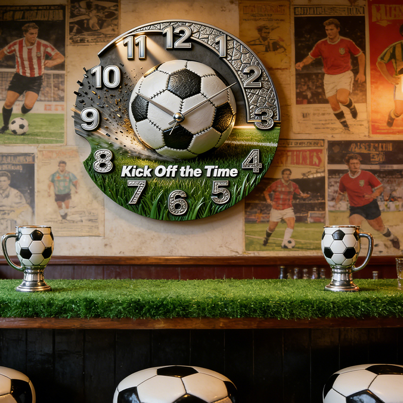 Personalized Soccer Wall Clock with Custom Text for Soccer Enthusiasts 