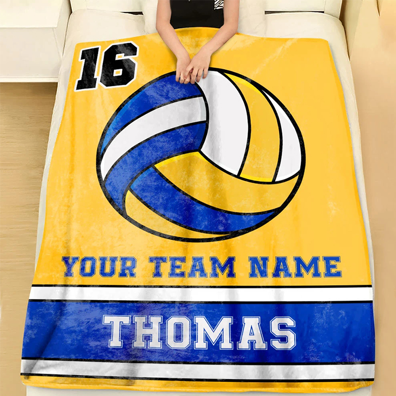 Personalized Volleyball Blanket with Custom Name, Number, and Team Name for Volleyball Enthusiasts
