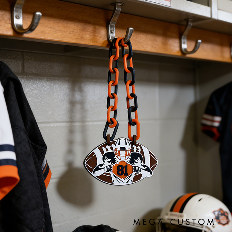 Personalized American Football Chain Necklace with Custom Number Pendant