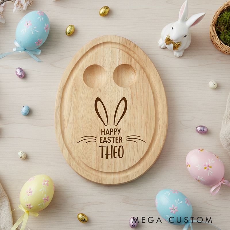 Personalized Wooden Easter Breakfast Board Custom Name Rabbit Design Children's Gift Perfect Easter Gift for Kids