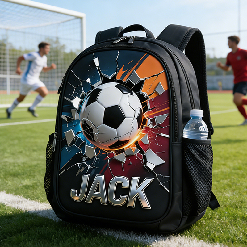 Personalized Soccer Explosion Backpack with Custom Name for Soccer Enthusiasts 