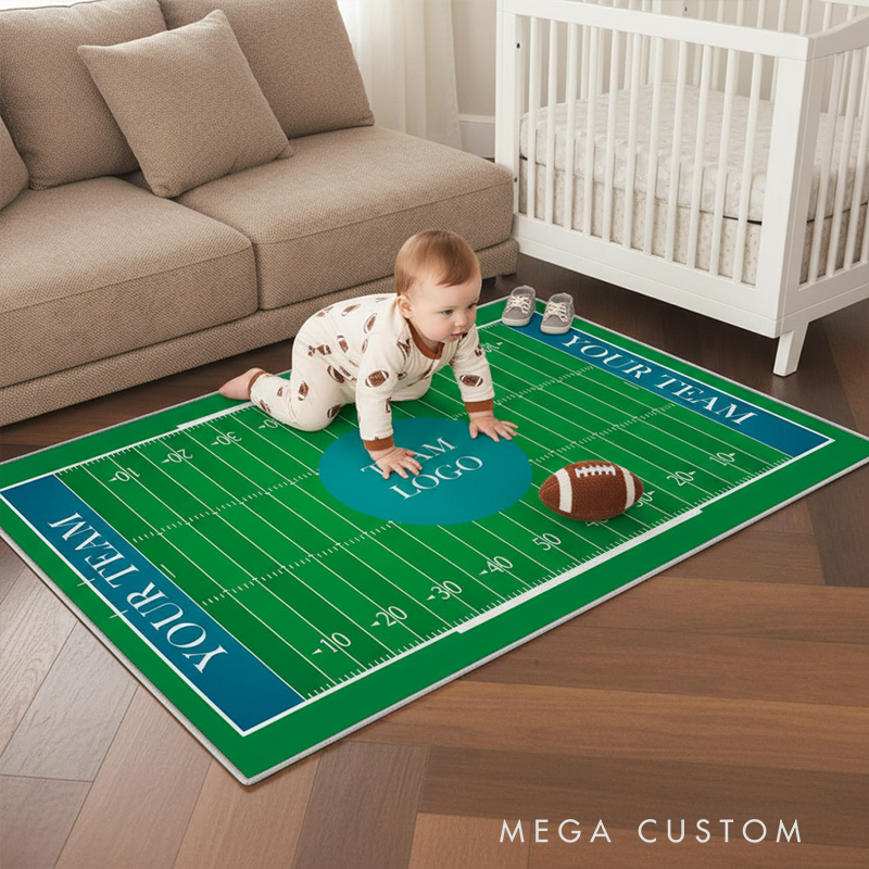Personalized American Football Rink Rug Custom Team Logo or Name Fun Play Mat for Kids to Inspire Creativity and Active Play  Gift For American Football Lovers