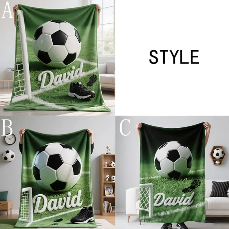 Personalized Soccer Blanket with Custom Name for Fans and Players  