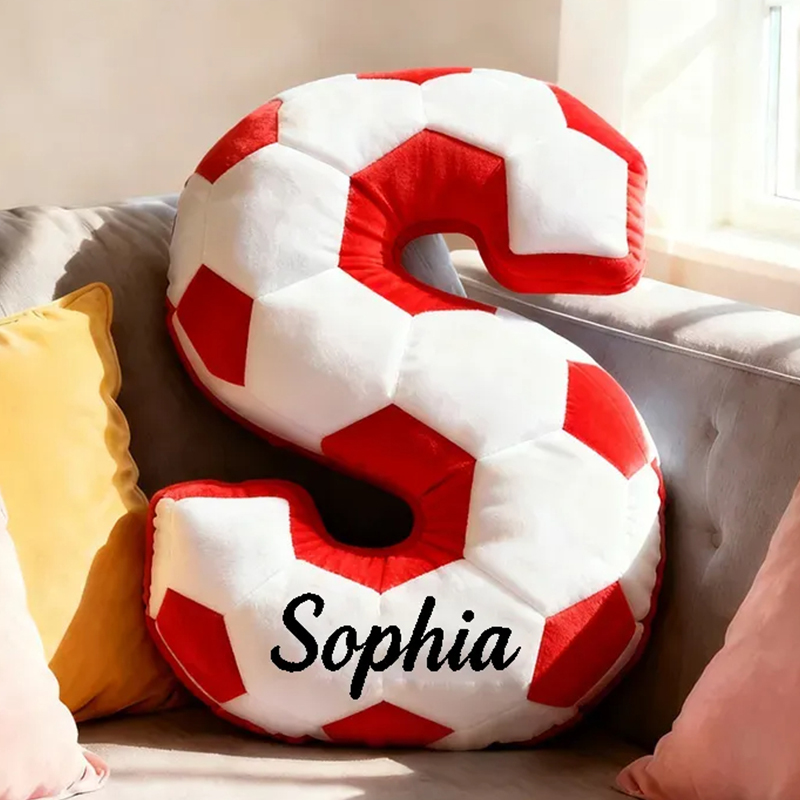 Personalized Soccer Ball Letter Pillow with Custom Name Design