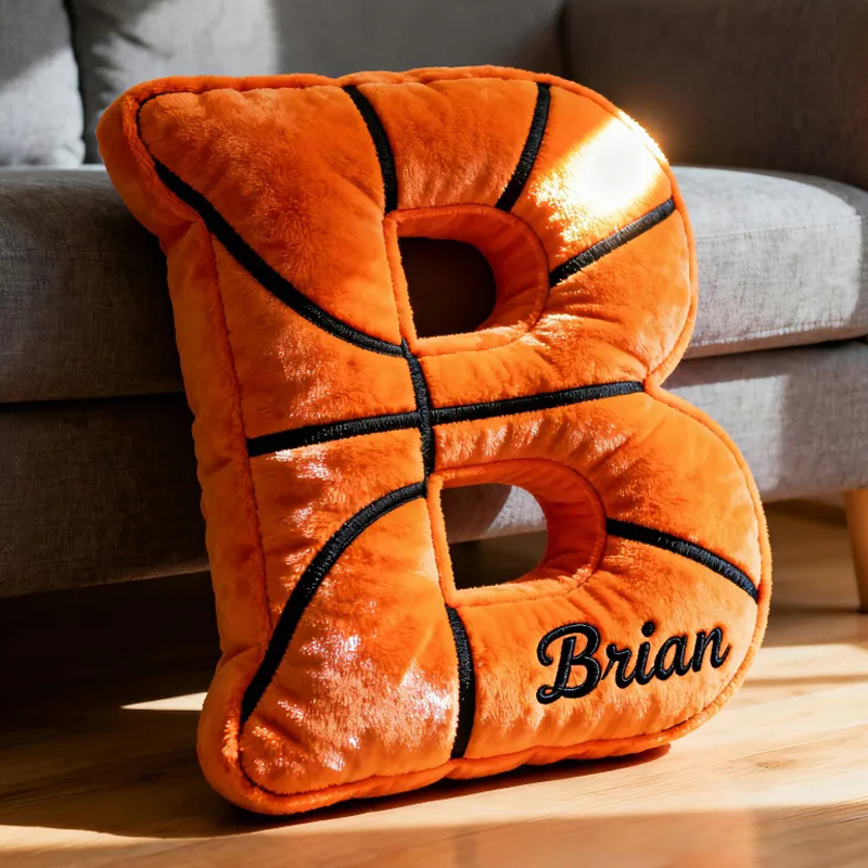 Personalized Graphic3DPrint Basketball Letter Shaped Pillow with Custom Name for Sports Fans