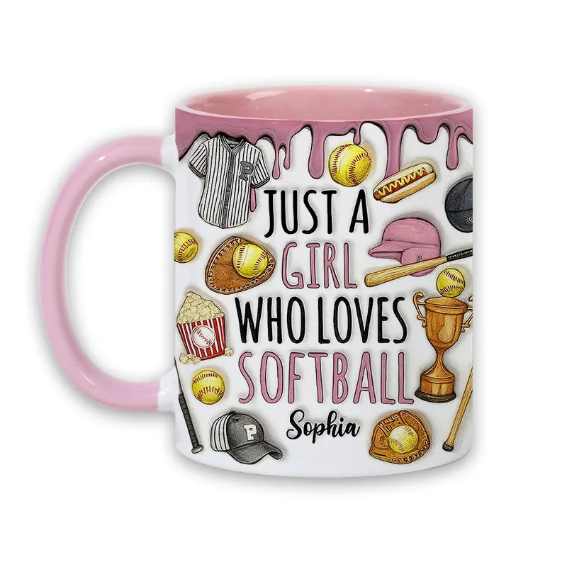 Personalized Softball Mug with Custom Name and Sports Graphics  