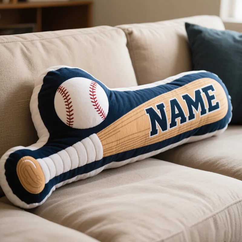 Personalized Baseball Bat and Ball Pillow with Custom Name for Baseball Lovers