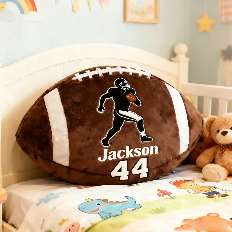 Personalized Football Pillow with Player Graphic and Custom Name for Kids and Football Lover