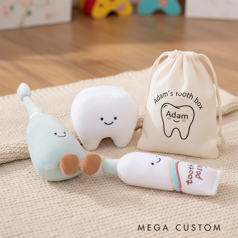 Personalized Tooth Fairy Plush Toy Set Custom Name Bag for Comfort  Dental Confidence Perfect Gift for kids and Babies