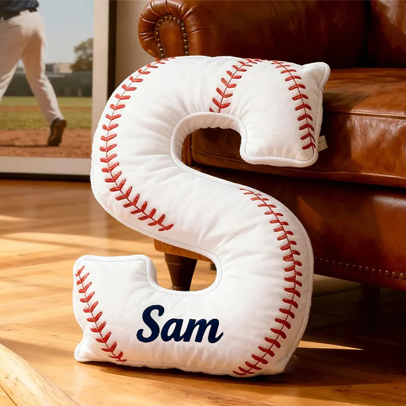 Personalized Baseball Letter Pillow with Custom Name for Sports Fans