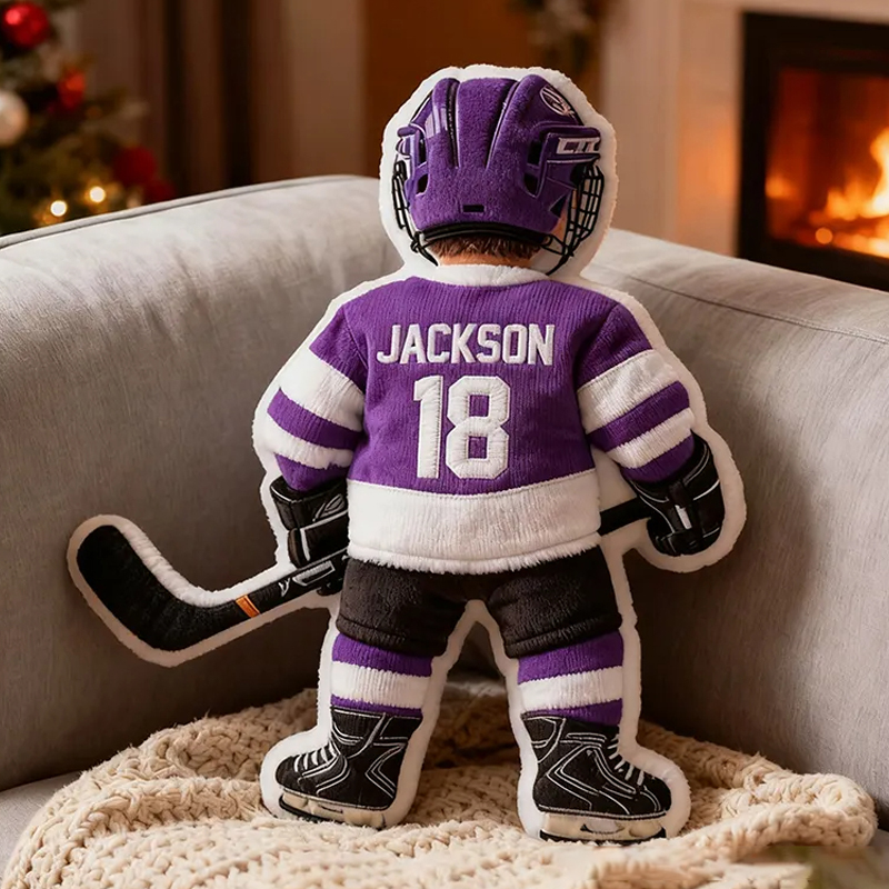 Personalized Graphic3DPrint Ice Hockey Player Pillow with Custom Name and Number Graphic 3D Print