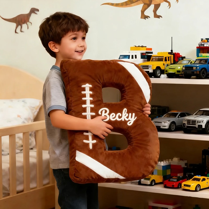Personalized Football Letter Pillow with Custom Name for Kids or Sports Fans