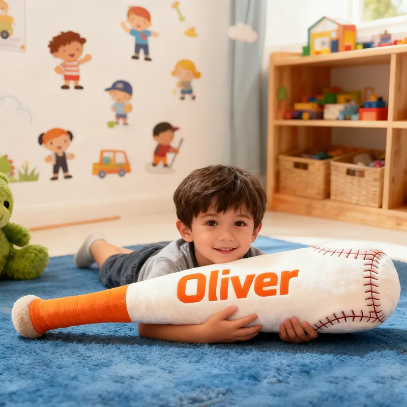 Personalized Baseball Bat Shaped Pillow with Custom Name for Kids
