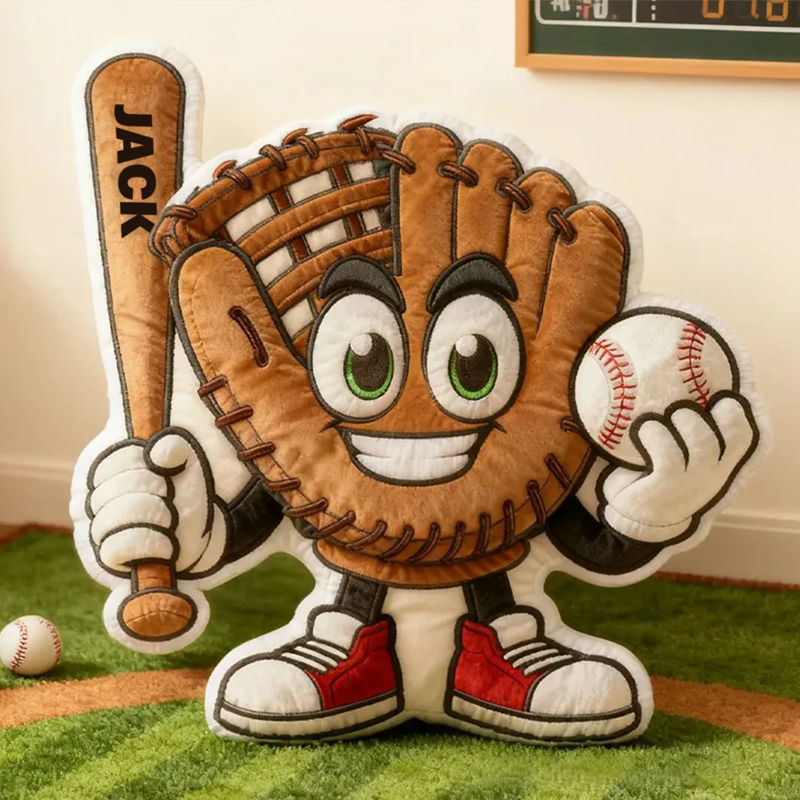 Personalized Baseball Glove Pillow with Custom Name Fun Gift for Baseball Fans