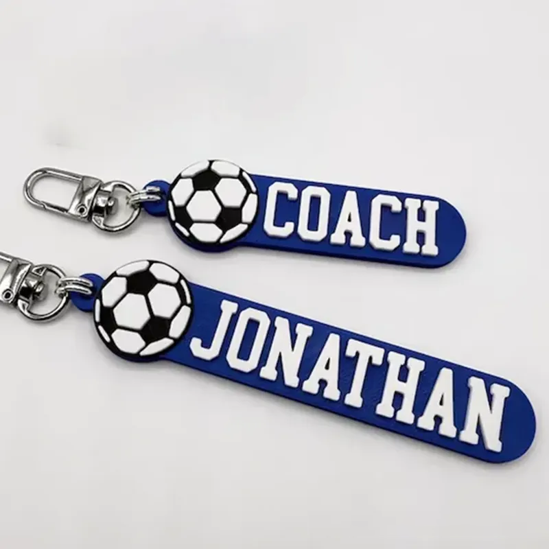 Personalized Soccer Keychain with Custom Name and 3D Soccer Ball Design