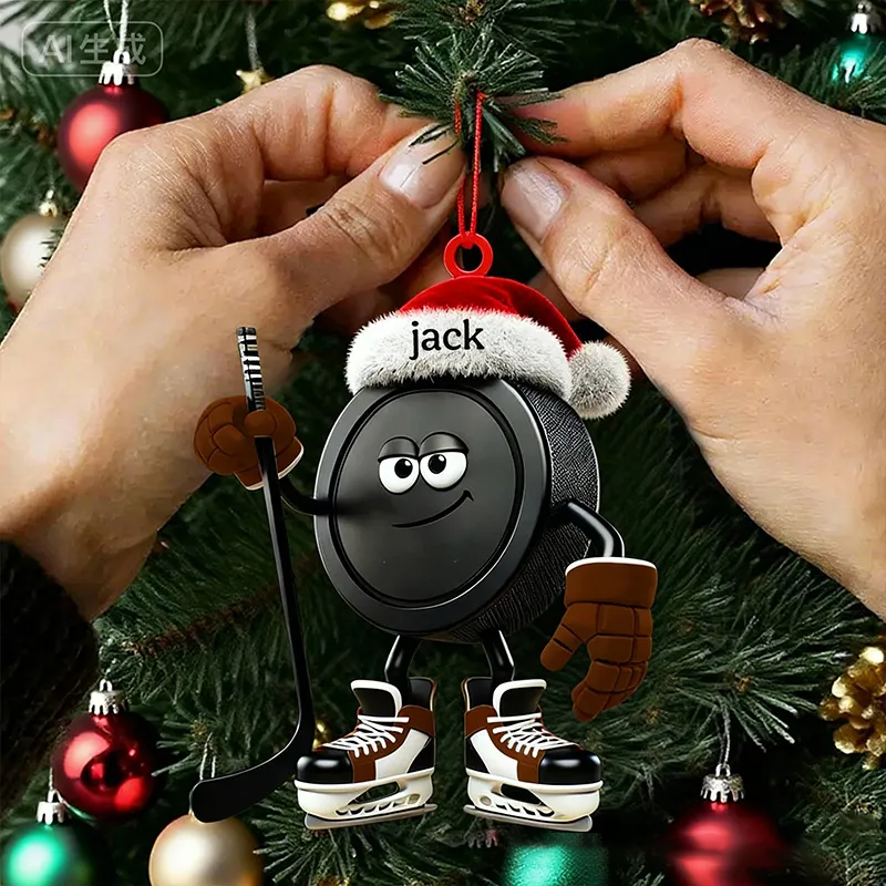 Personalized Hockey Ornaments to Celebrate the Holidays with Custom Name