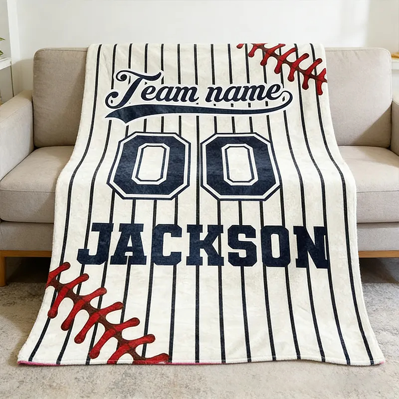 Personalized Baseball Blanket with Custom Team Name and Number