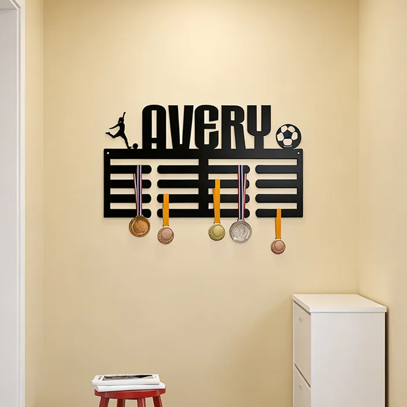 Personalized Soccer Medal Holder with Custom Name Design Perfect for Celebrating Achievements