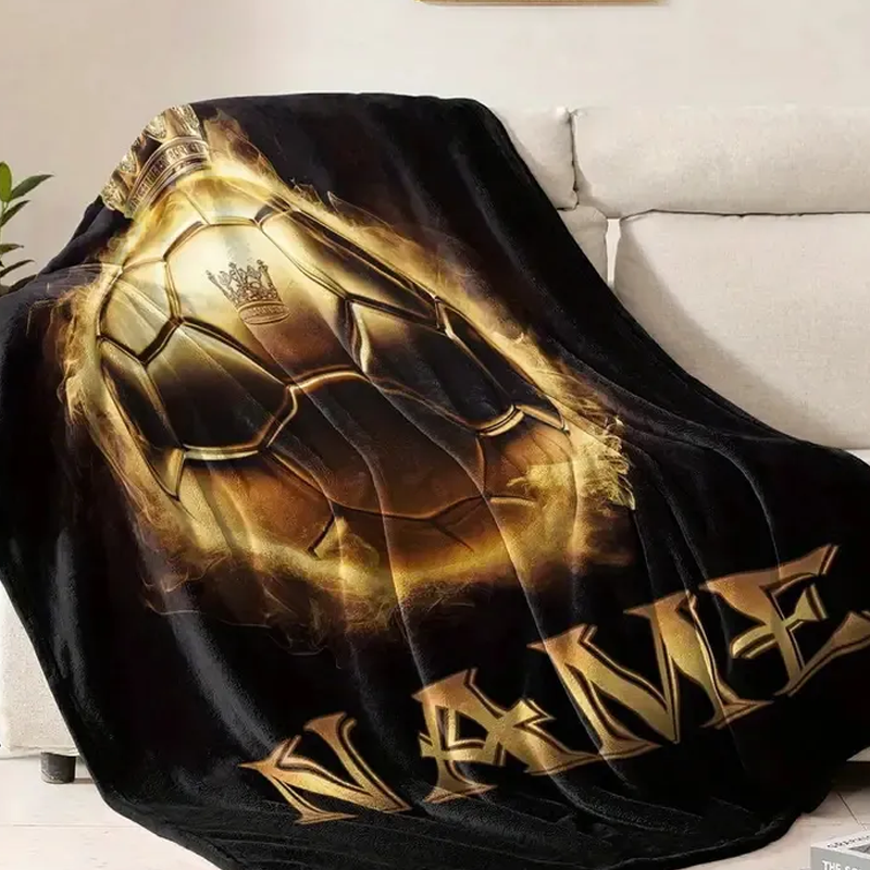 Personalized Soccer King Design Blanket with Custom Name Cozy Up with Your Passion
