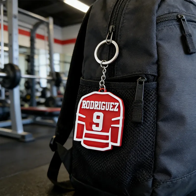 Personalized Ice Hockey Jersey Keychain with Custom Name and Number Design