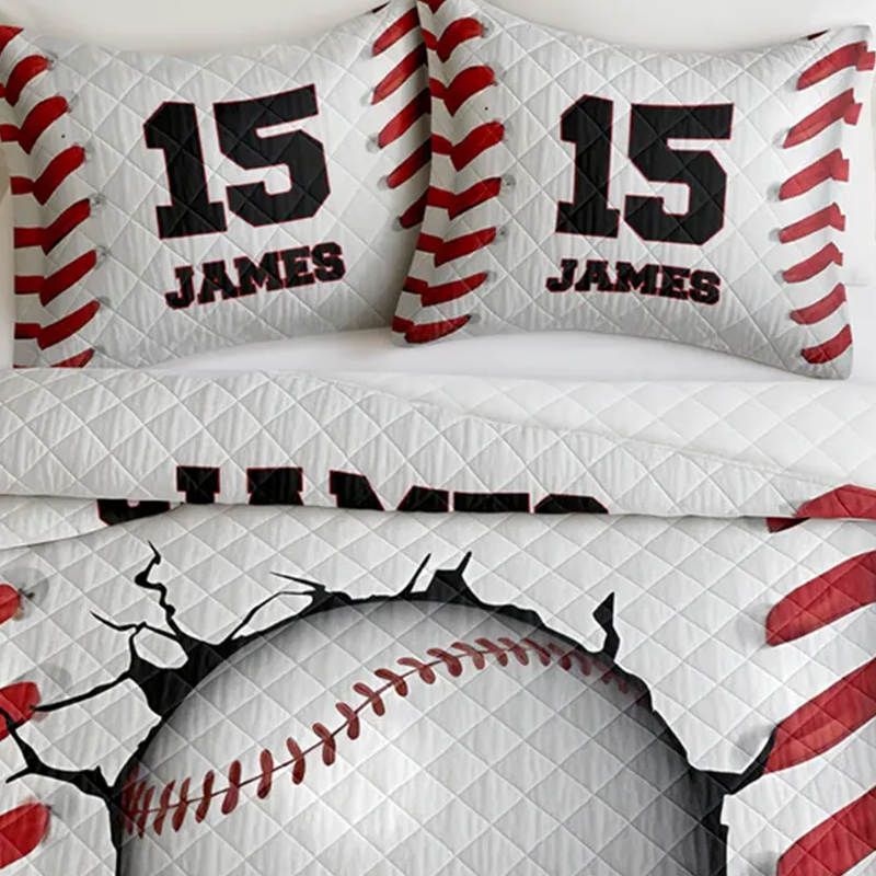 Personalized Baseball Bedding Set with Custom Name and Number Design