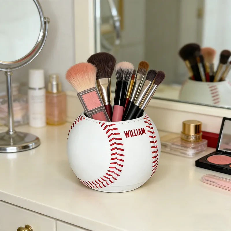 Personalized Baseball Pen Holder Featuring Your Custom Name Design