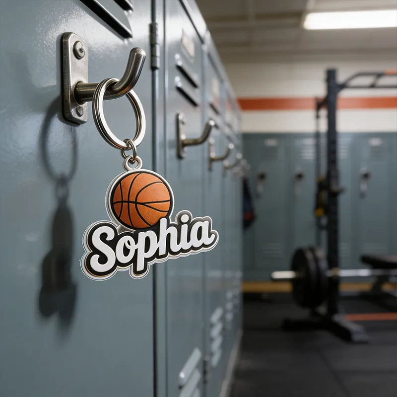 Personalized Basketball Keychain Featuring Your Custom Name Design