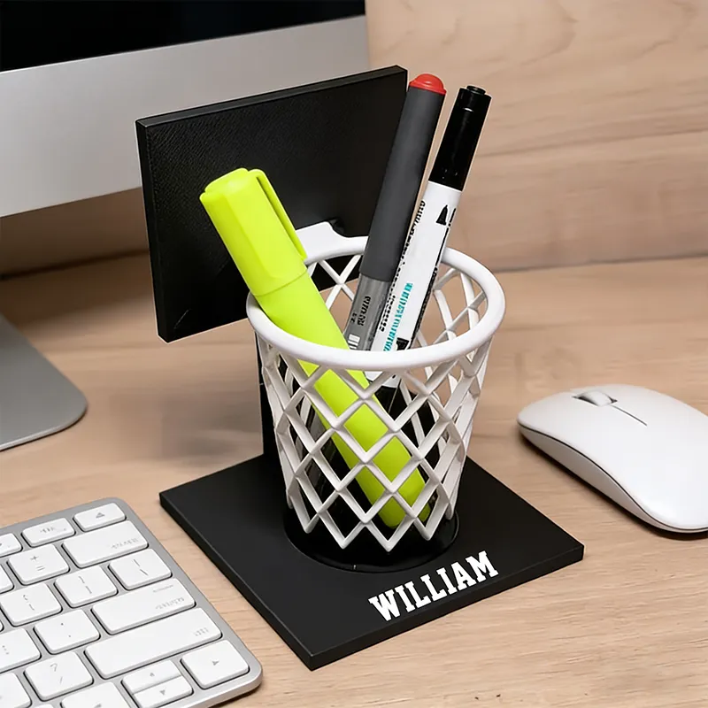 Personalized Basketball Hoop Pen Holder with Custom Name Design