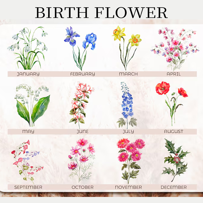 Personalized Birth Flower Tote Bag for Woman Canvas Tote Bag for Her Birth Month Flower Gift for Her