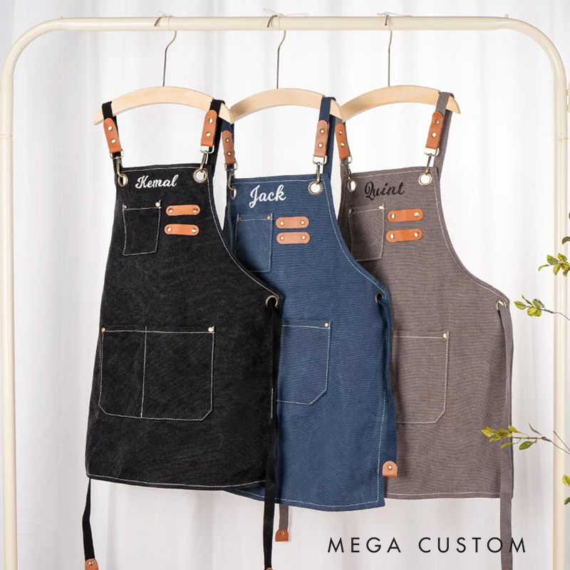 Personalized Gardening Apron with Pocket Embroidered Name Garden Workshop Apron for Gardening Lovers Gardening Gift 