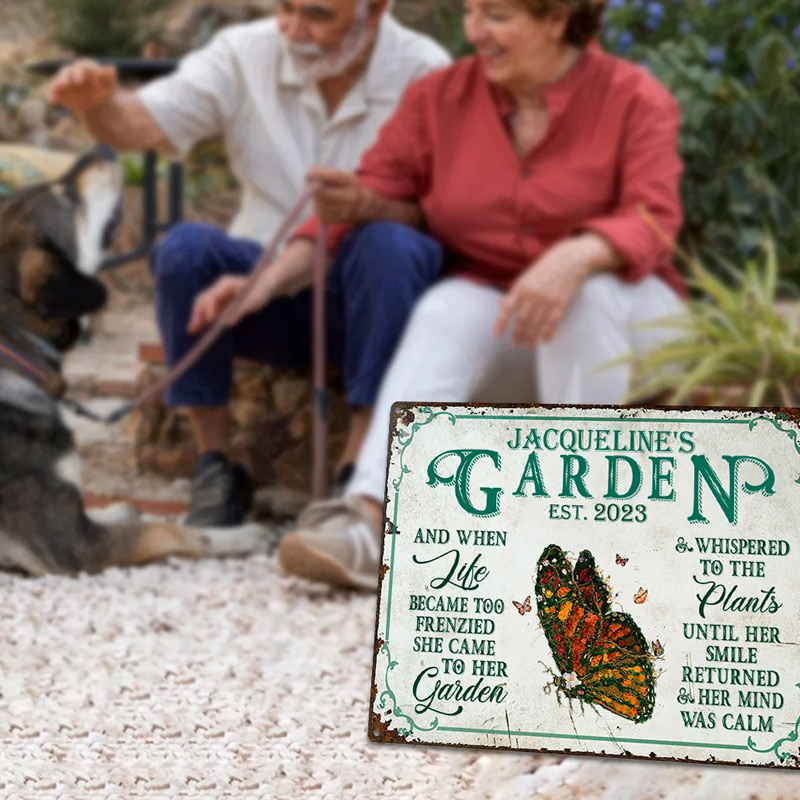 Personalized Metal Garden Sign Retro Floral Insect Animal Metal Garden Sign Rustic Outdoor Decor Housewarming Gift Gardening Lovers Gift