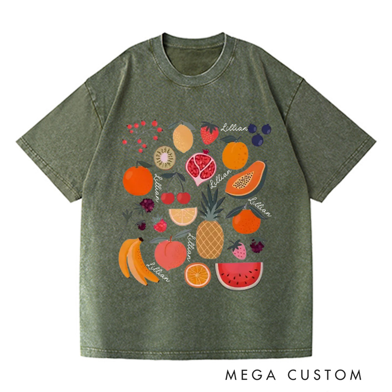 Personalized Cute Fruit Washed T-Shirts Garden Shirt Strawberry Shirt Pineapple Shirt Aesthetic Clothing Botanical Shirt Gift For Garden Lovers