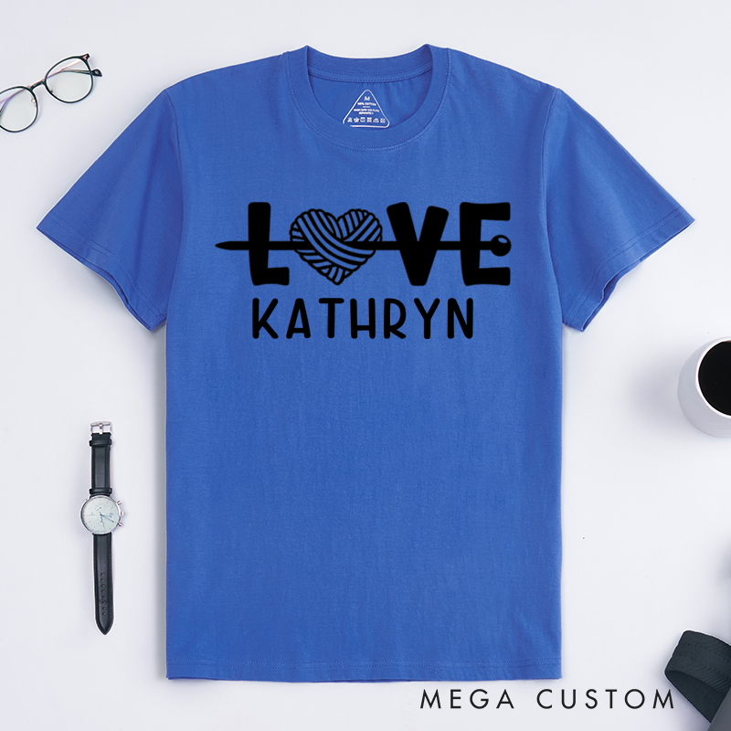 Personalized Love Classic T-Shirts Gift for Knitting Lovers knit Gift Funny Knitting Shirt