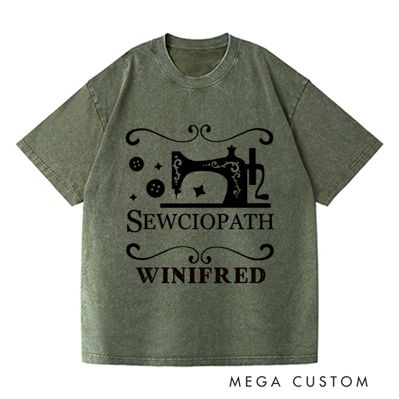 Personalized Sewciopath Washed T-Shirts Tailor Lovers Customized Name Shirt Sewing Machine Sewing Lovers Gift