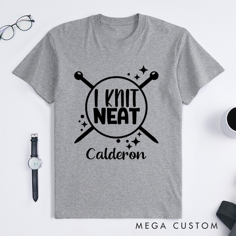 Personalized I Knit Neat Classic T-Shirts Gift for Knitting Lovers knit Gift Funny Knitting Shirt